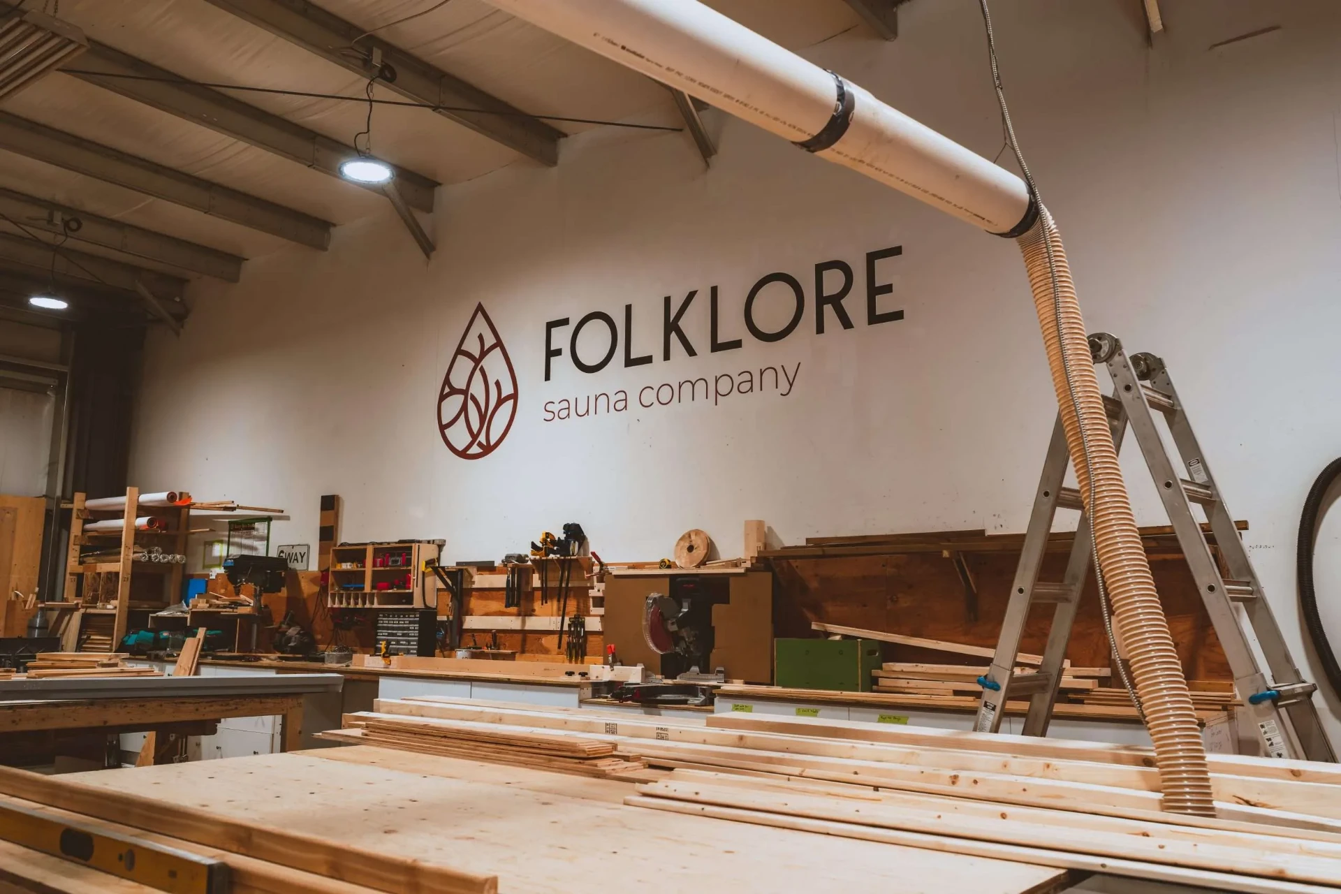 The Folklore Sauna Company workshop in Middle Sackville, Nova Scotia