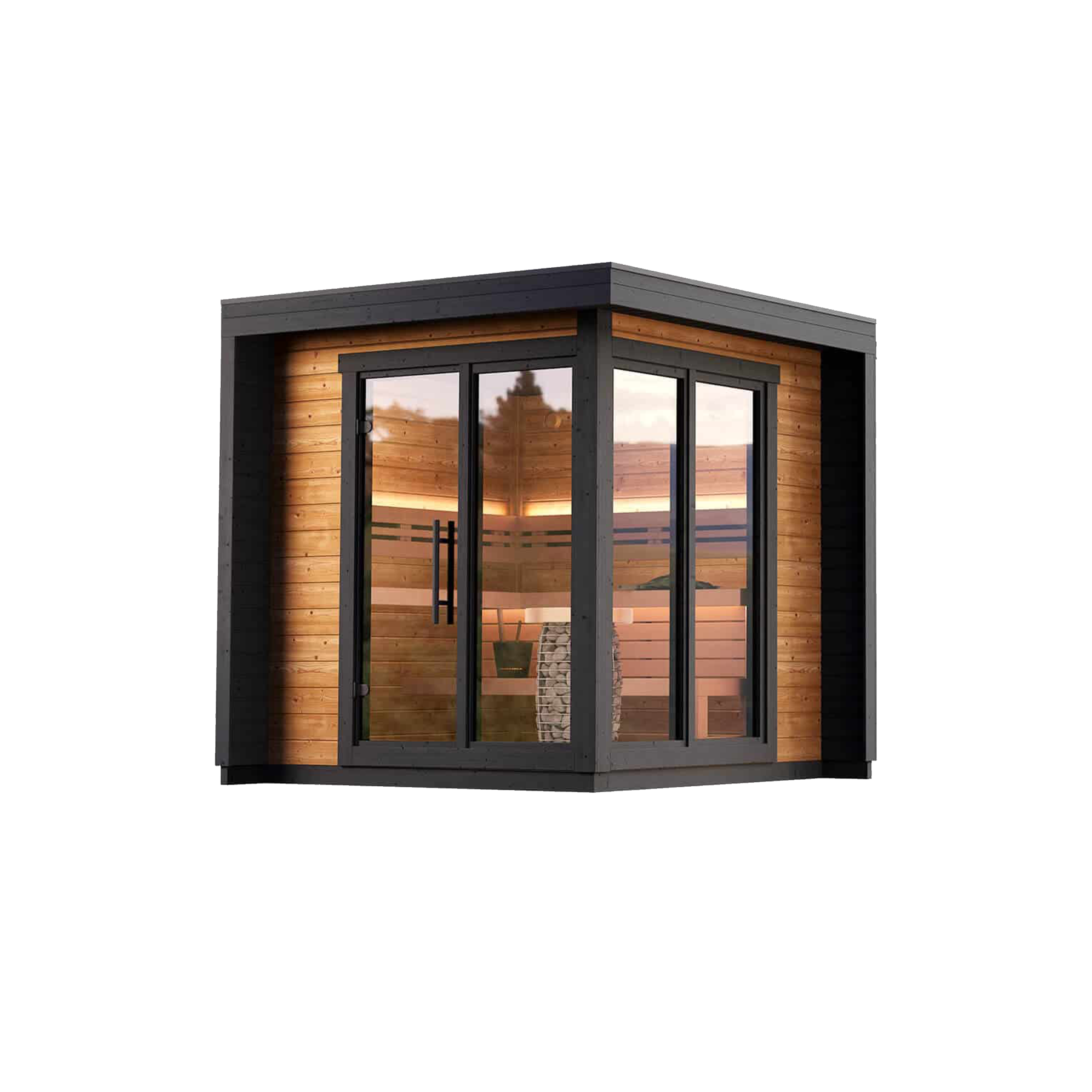 Patio S cabin sauna with panoramic glass fronts