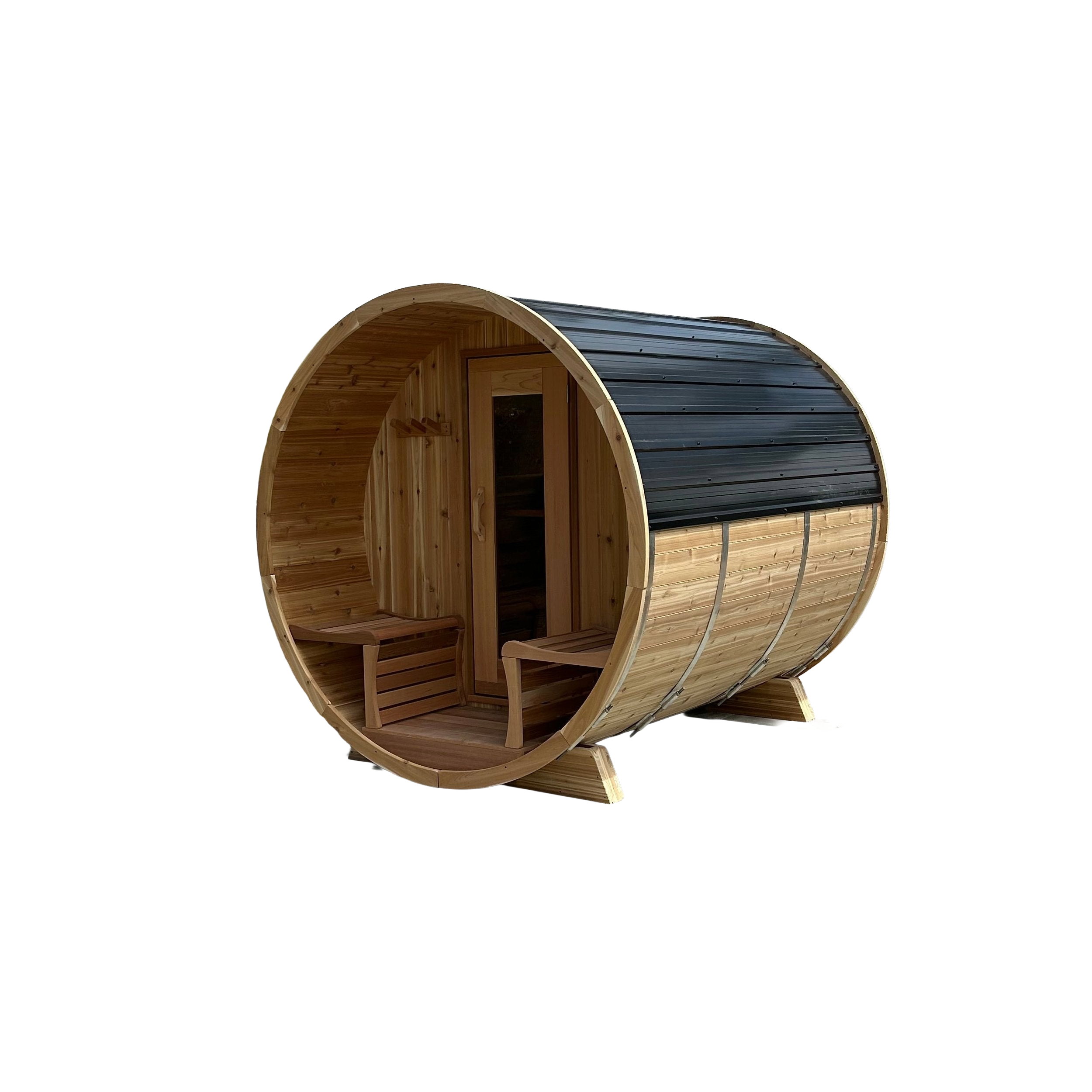 Dundalk knotty western red cedar barrel sauna